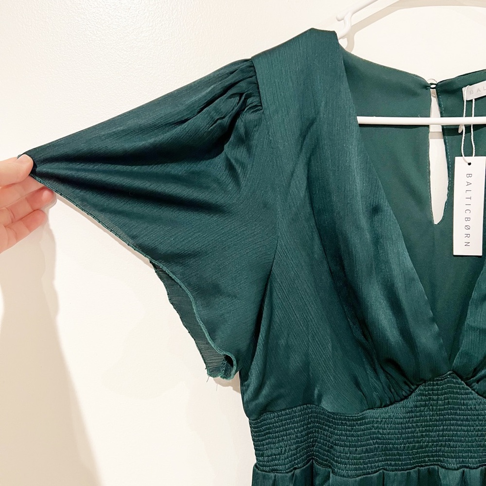 NWT Baltic Born Prague Slit Satin Maxi Dress in Dark Emerald Green size XL - Picture 6 of 13